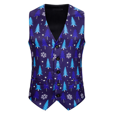 

Toponeto Mens Fashion Banquet Business Casual Christmas Printing Waistcoat Tops Vest