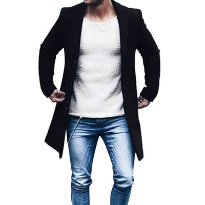 

Gobestart Mens Autumn Winter Button Slim Long Sleeve Suit Jacket Trench Coat Top Blouse