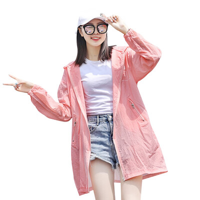 

New 2019 Summer Womens Ultra-thin Breathable Quick-drying Sunscreen Jacket Sunscreen Zip Hooded Letter Print Sunscreen