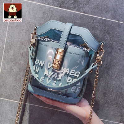 

Summer transparent small bag woman 2019 new Korean version of jelly chain bag 100 lap shoulder oblique bag tide