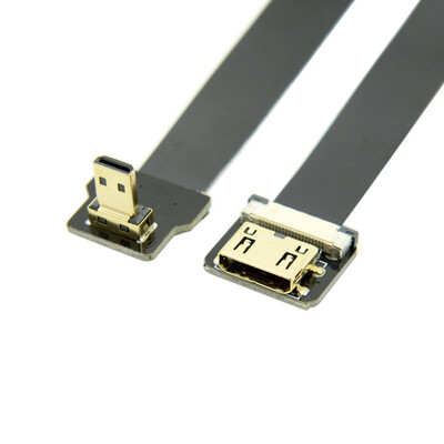 

90 Degree Down Angled Micro Male to Mini HDMI Female Converter FPC Flat Cable