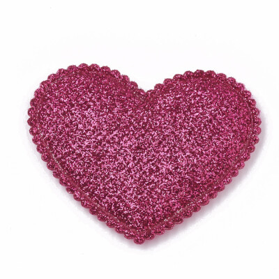 

Glitter PU Patches with Non Woven Fabric Back&Sponge Inside Heart MediumVioletRed 44x53x45mm