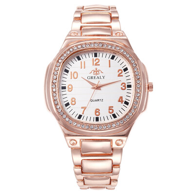 

New luxury full diamond square shell alloy watch watch female