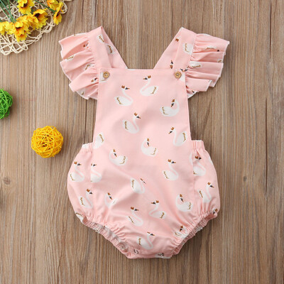 

Summer Infant Baby Girls Sleeveless Backless Cartoon Print Romper Bodysuit