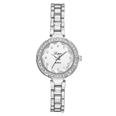 

Top Brand Women Watches Rhinestone Dot Dial Ladies Quartz Wristwatch Alloy Bracelet Strap Clock Dress Female Zegarki Damskie