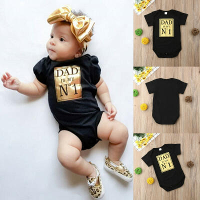 

Newborn Toddler Baby Boy Girl Letter Print DAD Romper Jumpsuit Bodysuit Outfit Fit For 0-24M