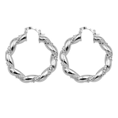 

Fashion Women Ladies Silver Plated Circle Earring Twisted Ear Ring Hoop Jewelry