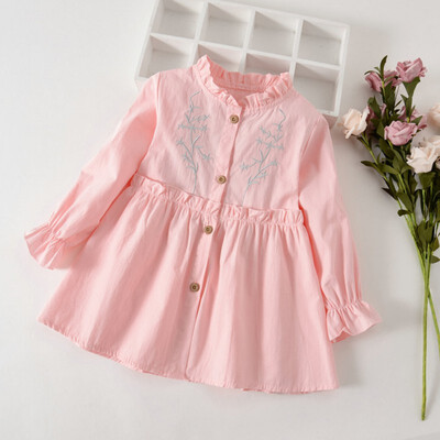 

Kids Girls Casual Long Sleeve Princess Costume Baby Floral Print Children Cotton Birthday Dresses