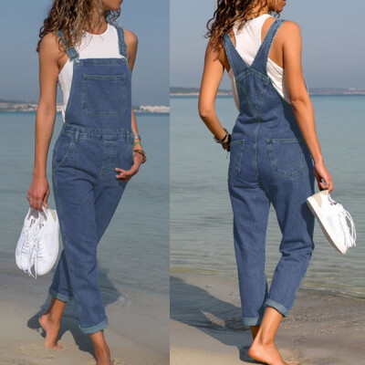 

Tailored 2018 Womens Fashion Denim Bib Pants Sexy Long Rompers Bib Pants Jumpsuits