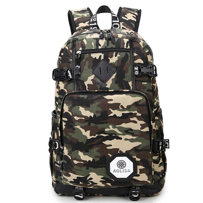 

NeillieN Mens Backpack Camouflage Canvas Student Bag Large Capacity Computer Bag Outdoor Travel Bag