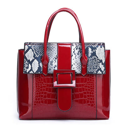 

Ladies Shoulder Handbag PU Leather Snake Top-handle Bag Large Shopping Tote