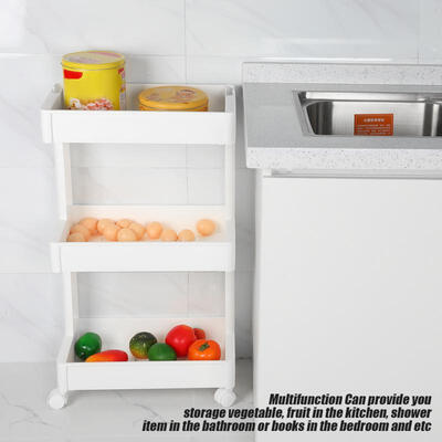 

Greensen 3 Lays Portable Multifunctional Removable Storage Box Shelf with Wheels Kitchen Bathroom