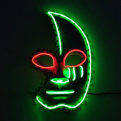 

Half Face Glowing Mask Crescent Shape Halloween Funny Screaming Ball Mask for Halloween Party Cosplay Costume Props Tools