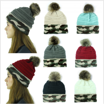 

Men Women Unisex Knit Baggy Beanie Winter Hat Ski Slouchy Chic Knitted Cap Fur