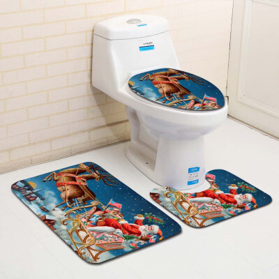 

〖Follure〗3PCS Fancy Santa Toilet Seat Cover&Rug Bathroom Set Christmas Decor