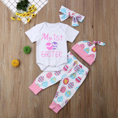

My 1st Easter Newborn Baby Boy Girl Romper Long Pants Hat Casual Outfits Clothes
