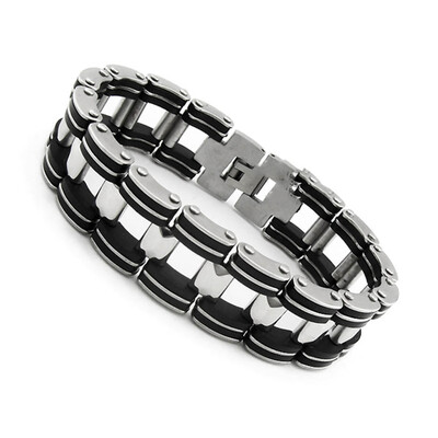 

1Pc Korean Version of The Small Fashionable Silicone Small Square Hollow Plate Titanium Steel Bracelet