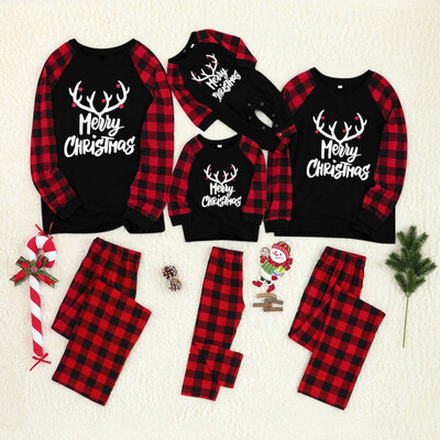 

Tailored Christmas Women Mommy Print Blouse Tops And Pants Xmas Family Clothes Pajamas