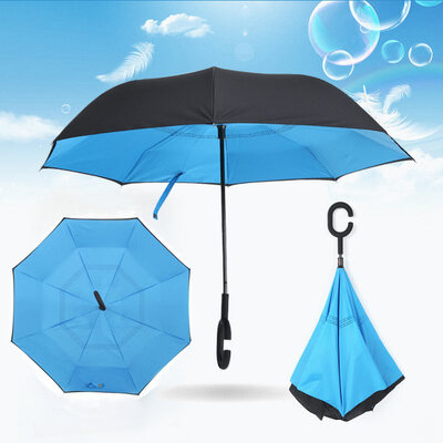 

Reverse Folding Double Layer Inverted Chuva Umbrella Self Stand Inside Out Rain Protection C-Hook Hands Windproof for Car