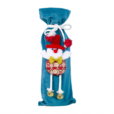 

Gobestart Christmas Wine Bottle Set Fabric Doll Christmas Flannel Champagne Decoration