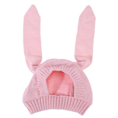 

Infant Long Rabbit Ears Knitted Hat Baby Autumn Elastic Unisex Pink Cap