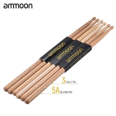 

ammoon 3 Pairs of 5A Wooden Drumsticks Drum Sticks Walnut Wood Drum Set Accessories