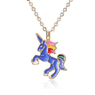 

New Fashion Animal Enamel Horse Pink Red Blue White Black Gold Color Necklaces Pendants Jewelry for Women Elegant Jewelry Gifts