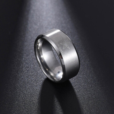 

Fashion Cowboys Football Team Black 316L Stainless Steel Titanium Men Punk Rings