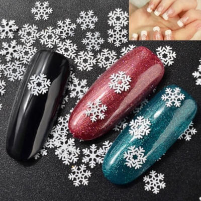 

Fashion Christmas Nail Art Stickers Decals White Snowflakes Glitter Gel Polish