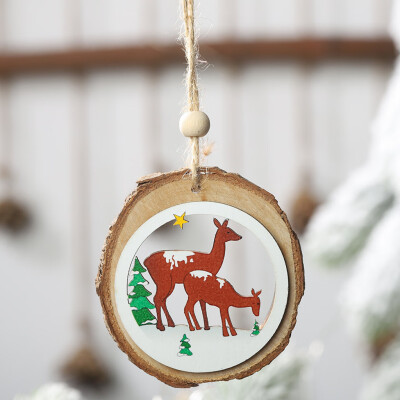 

Gobestart Christmas Decorations Round Wooden Pendants Small Ornaments Hanging Dress Up