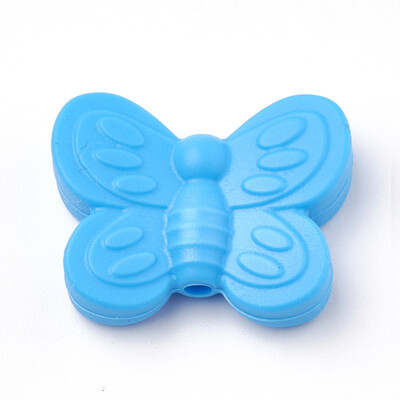 

Food Grade Environmental Silicone Beads Chewing Beads For Teethers DIY Nursing Necklaces Making Butterfly DeepSkyBlue 20x25x6