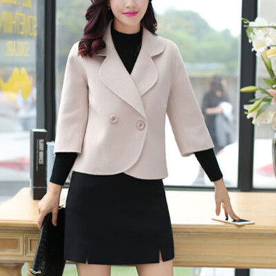 

Toponeto Women Fashion Slim Wool Short Jacket Winter Woolen Suit Coat