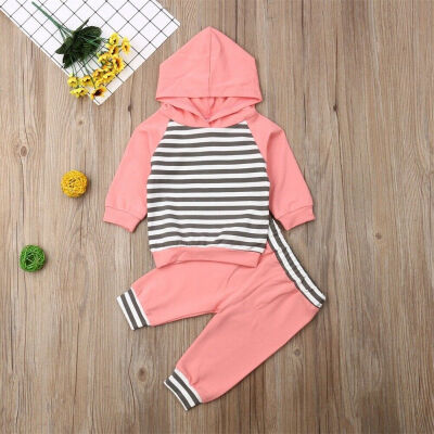 

SUNSIOM Baby Infant Boy Girls Autumn Clothes Stripe Top Hoodies Pants Outfits Sets