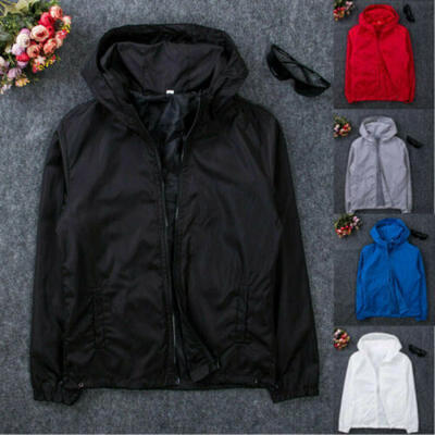 

Mens Waterproof Windbreaker ZIPPER Jacket hoodie Light Sports Outwear Coat GYM