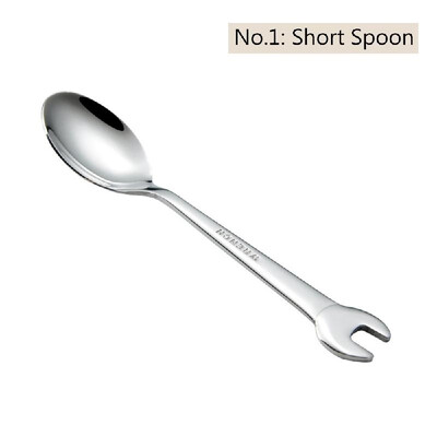 

304 Stainless Steel Tableware Creative Wrench Shape Fork Spoon Dinner Steak Cutter Spanner Cutlery Fruit Dessert Tea Picnic Flatwa