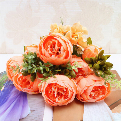 

Siaonvr 1 Bouquet Vintage Artificial Peony Silk Flowers Bouquet for Decoration
