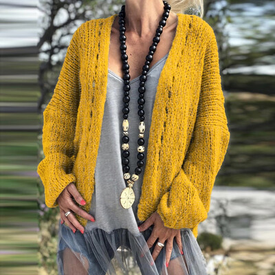 

Roseonmyhand Women Casual Solid Long Sleeve Knit Sweater Sexy Open Front Cardigans Coat Tops