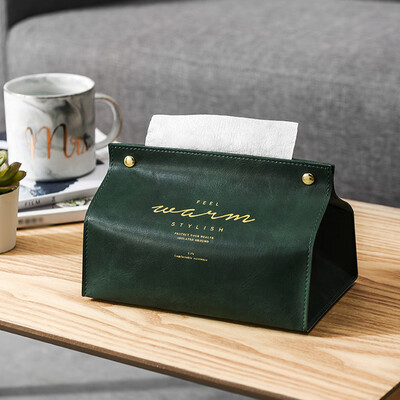

Toponeto New Leather Facial Tissue Box Cover Rectangular Napkin Holder Snap Closure