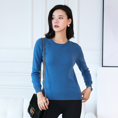 

QIANMUCHUN Womens round neck cashmere sweater Fashion Soft 5784