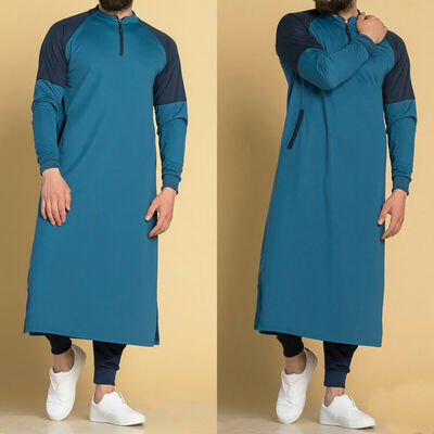 

Mens Thawb Middle East Muslim Arab Robe Islamic Dress Kaftan Dubai Maxi Thobe
