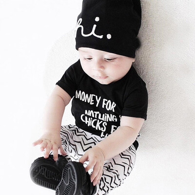 

Newborn Baby Girl Boy Short Sleeve Letter Print Top Shorts Outfits Clothes Set
