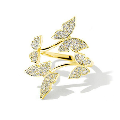 

925 Sterling Silver Adjustable Opening Butterfly Ring Zircon Rings Female Party Jewelry Gifts
