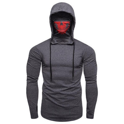 

2019 Stock Mens Long Sleeve Masked Hoodies Sweatshirt Jacket Pullovers Jumper Top