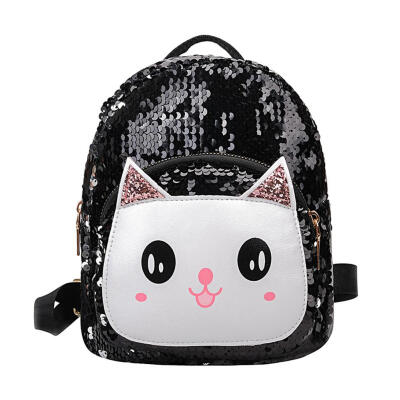 

Women Cat Sequins Backpacks Girls Bling Travel Shoulder Bags School Bags