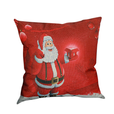 

Tailored Merry Christmas Print Pillowcase Linen Cotton Sofa Cushion Cover Home Decor