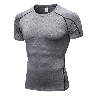 

Mens tight short sleeve fitness exercise running training stretch quick dry T-shirtDISHENG-053