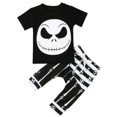 

Halloween Baby Kids Boys Clothes Ghost T-shirt Tops Pants Outfits Set