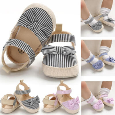 

Summer Baby Girl Bowknot Sandals Anti-Slip Crib Shoes Soft Sole Prewalkers USA
