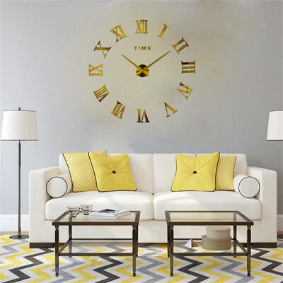 

〖Follure〗Modern Large 3D DIY Mirror Surface Art Wall Clock Sticker Home Office Room Decor