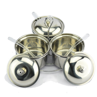 

New style high quality Cruet Condiment Spices Set with a spice rack Stainless Steel Condiment Canister Seasoning